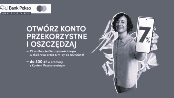 Promocja wygasła. Konto oszczędnościowe z oprocentowaniem 7% i 300 zł premii w Banku Pekao SA